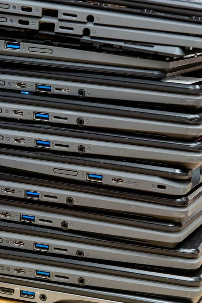 Stack of chromebooks